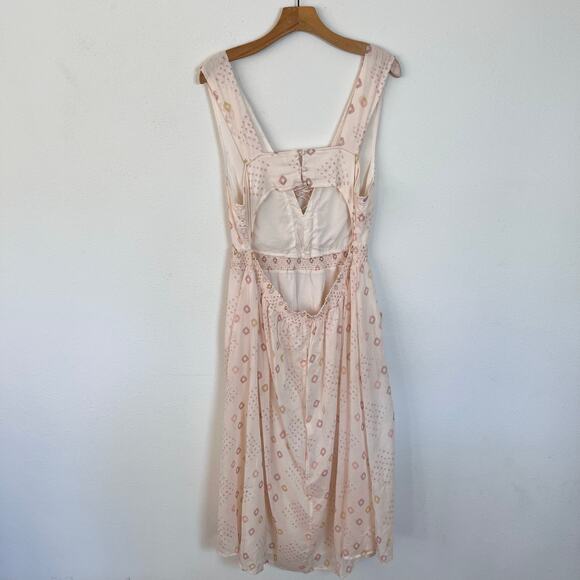 Free People Pocketful of Wildflowers Blush Ivory Midi‎ Dress // Size Large - Picture 4 of 5